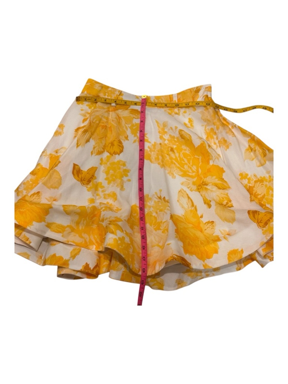 ANTONIO MELANI Yellow Floral Circle Skirt with Belt - Picture 4 of 6